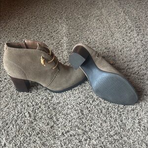 Sperry Tan Ankle Booties with Block Heel